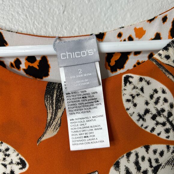 Chicos Reversible Floral Animal Print Tank Top Size 2 US Large 12/14 Orange - Picture 5 of 13
